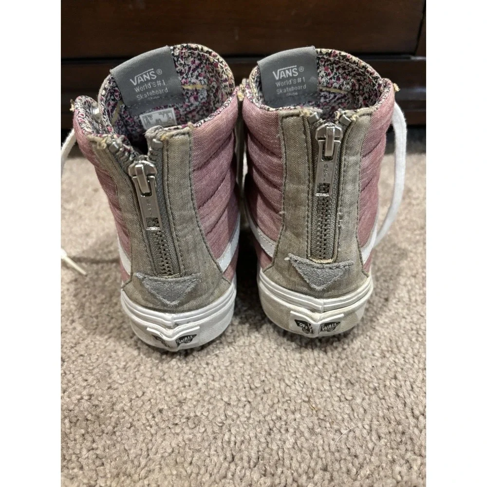VANS SK8-HI Slim Zip Skate Shoes Floral Chambray Women's 7.5 Men 6 EUC Sneaker